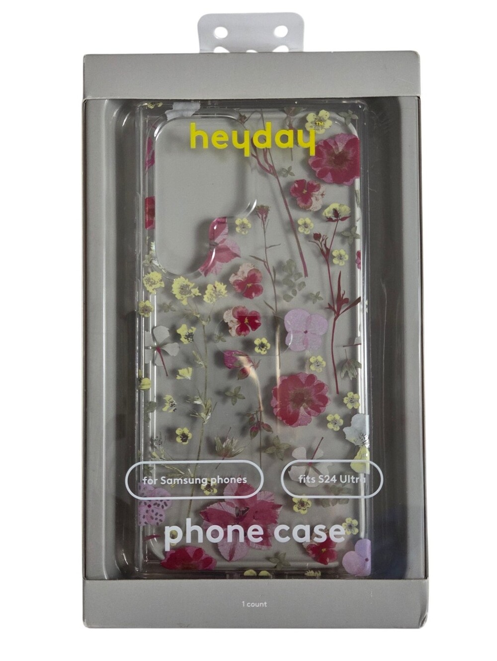 Heyday Samsung S24 Ultra Phone Case NEW -Pink, Yellow & Clear -Floral Design